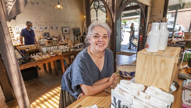 Rebecca Haack says business is booming in Maldon partly due to the state government vouchers for tourists. Picture: ROB LEESON