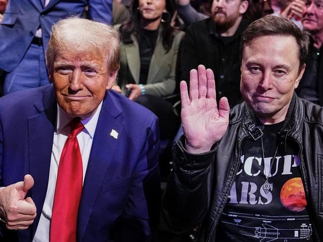 NEW YORK, NEW YORK - NOVEMBER 16: President-elect Donald Trump and Elon Musk pose for a photo during the UFC 309 event at Madison Square Garden on November 16, 2024 in New York City. (Photo by Jeff Bottari/Zuffa LLC)