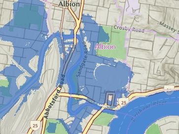 Brisbane flood mapping for Cyclone Alfred: Albion