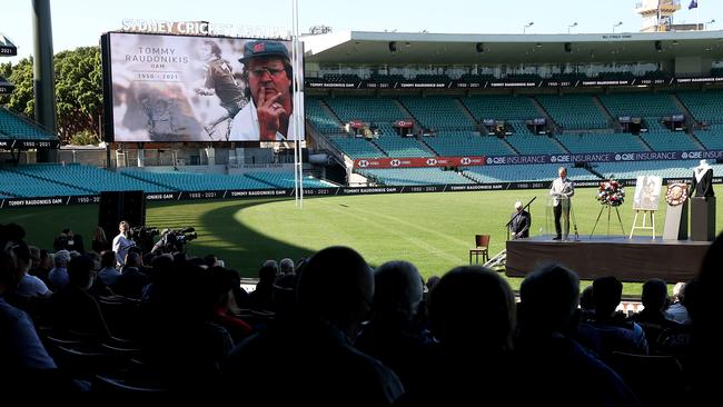 Spectators at the Tommy Raudonikis Memorial Service at the Sydney Cricket Ground. Picture: Mark Kolbe/Getty Images)