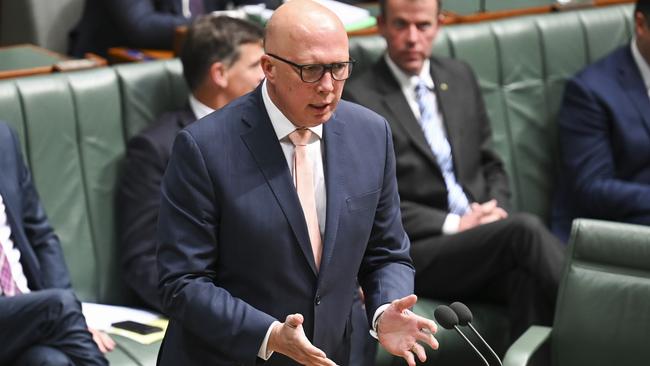 Opposition leader Peter Dutton has faced criticism for a lack of policy substance. Picture: NCA NewsWire/Martin Ollman