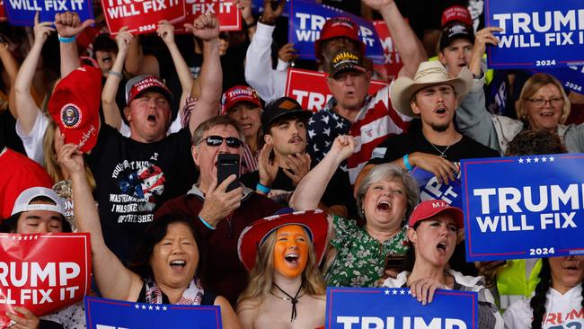 Supporters cheer on Republican presidential nominee Donald Trump in Gastonia, North Carolina. Picture: Chip Somodevilla/Getty Images North America/Getty Images via AFP