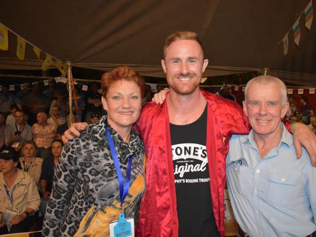 One Nation Leader Pauline Hansen, Rocky's Torin O'Brien and Senator Malcolm Roberts