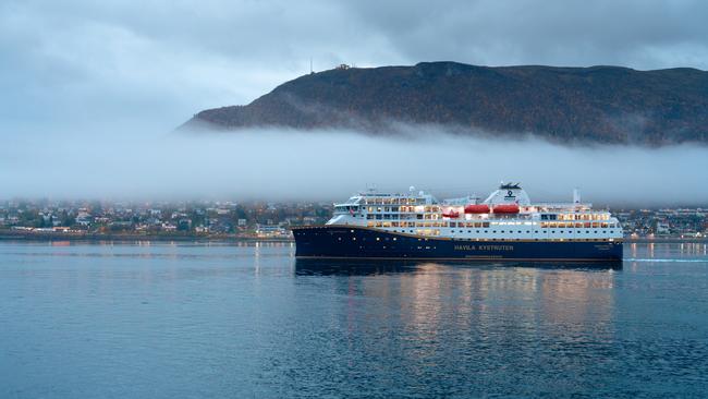 Pollux ship, in Tromso, Norway. Havila Voyages Arctic Circle cruises. Photo: Martin Giskegjerde / Oclin