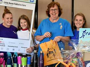 GRATEFUL: Kate Mike, Annalys Harragon, Kylie Lynch and Elisha Treasure have some fun while getting ready for Little Haven's Gratitude Walk on Sunday. Picture: Donna Jones