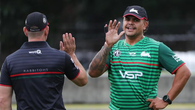 Latrell Mitchell pictured after doing run throughs at South Sydney Rabbitohs training at Redfern Oval. Picture: Rohan Kelly