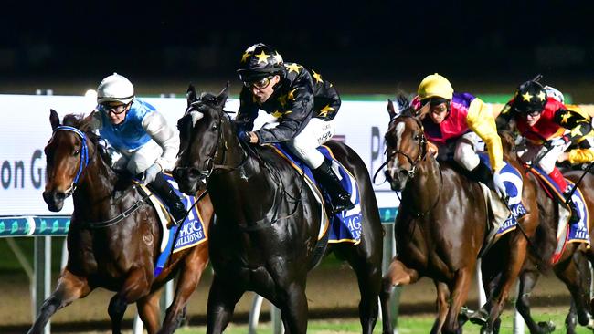 Isti Star wins the $1m Magic Millions National 2YO Classic on the Gold Coast for trainer Paul Shailer and jockey Michael Rodd Picture: Grant Peters, Trackside Photography.