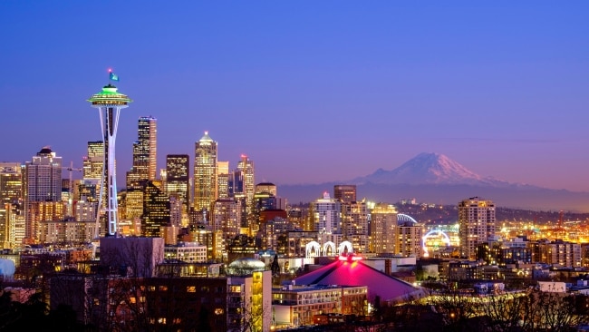 Sensational Seattle with Mount Rainier in the background.