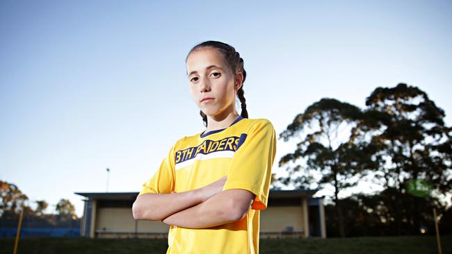 Tasman Glover, 12, said the Football NSW rules were “completely sexist”. Picture: Adam Yip