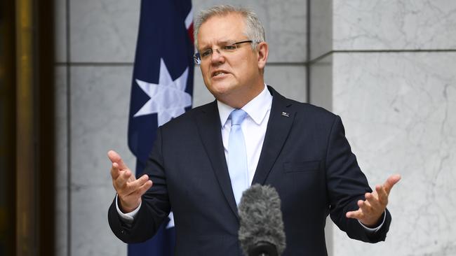 Prime Minister Scott Morrison has repeatedly claimed Australia has enough masks to protect health workers in the pandemic. Picture: AAP/Lukas Coch