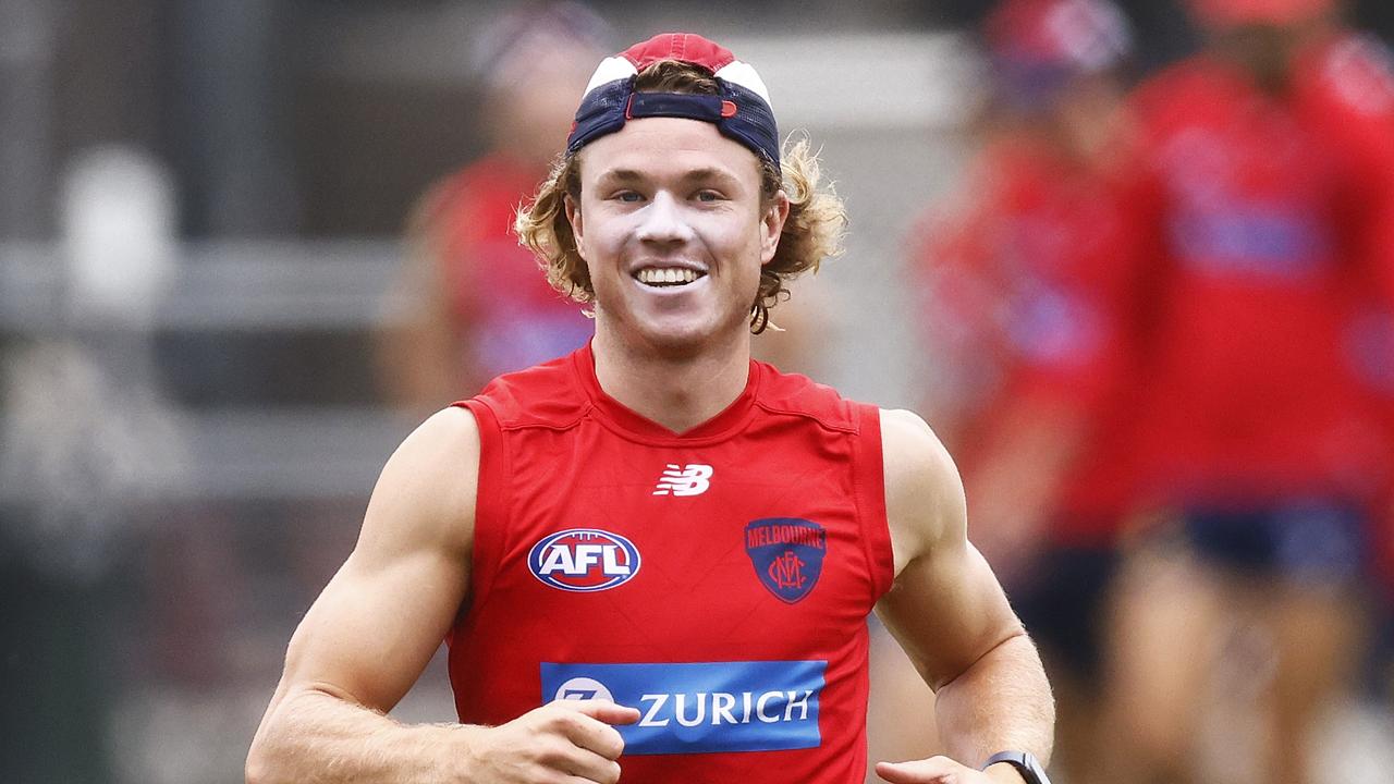 Melbourne speedster Jayden Hunt could explore free agency in search for more game time. Picture: Getty Images