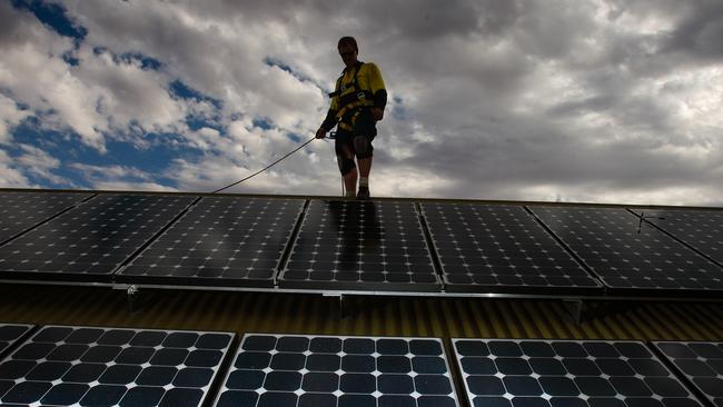 Solar panels and batteries will power 72 remote communities in coming years. Picture: GLENN CAMPBELL