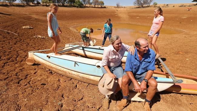 The Tully family at their dam in 2015. Picture: Lyndon Mechielsen