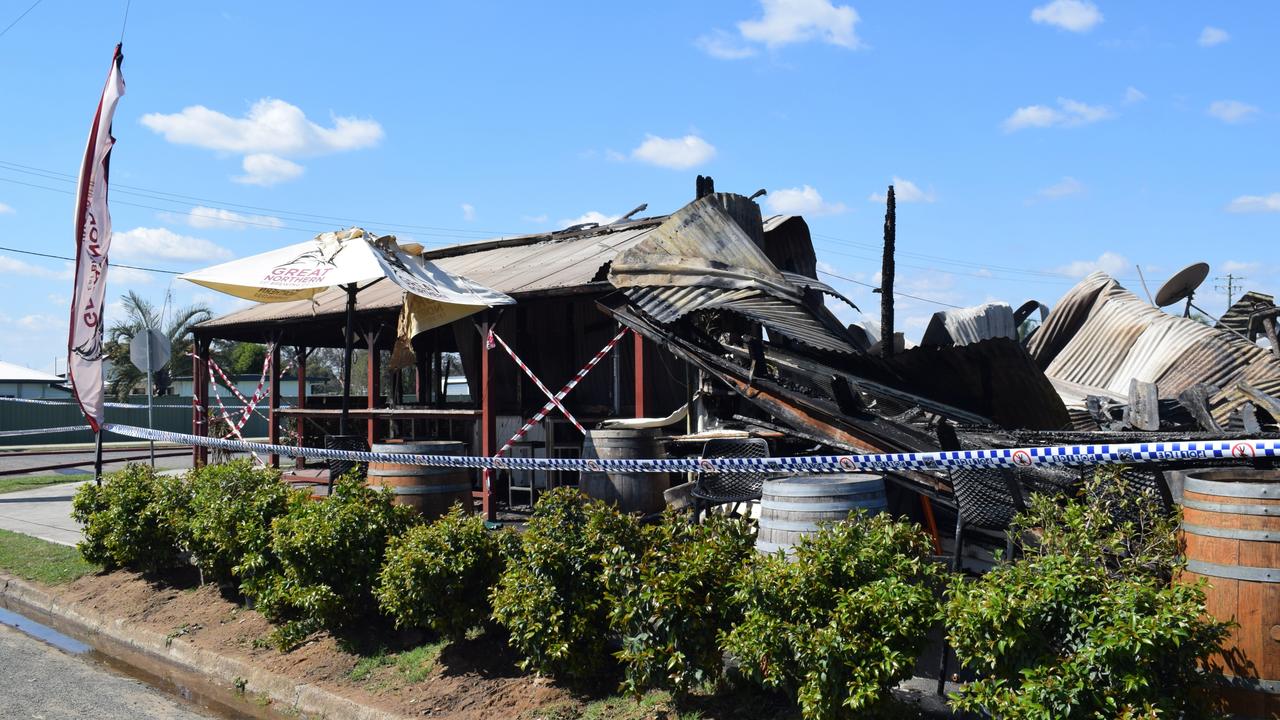 The scene of a fire at the Baralaba Hotel on August 24. Picture: Aden Stokes