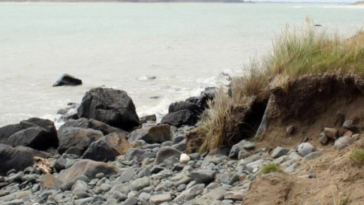 Along from Omaui Beach where the human skull was found protruding from the exposed earth bank. Picture: Supplied.