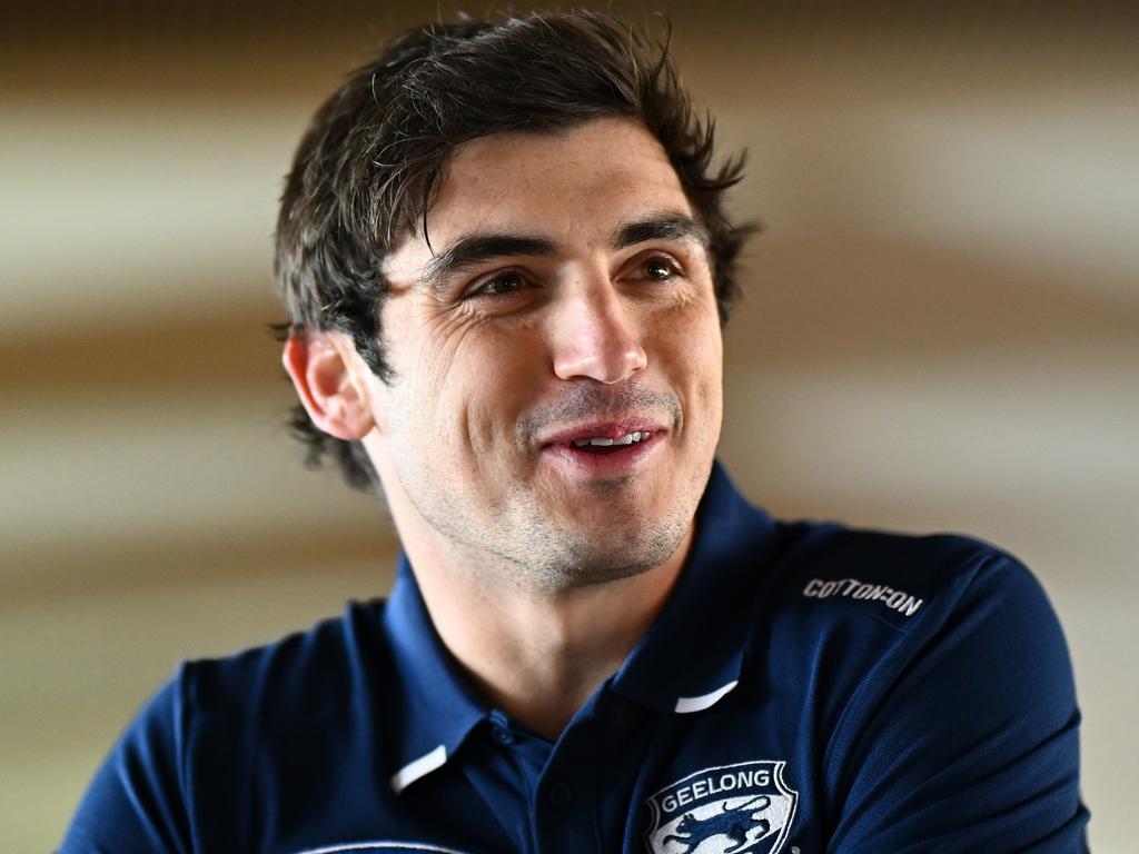 Mannagh at Geelong’s media day on Monday. Picture: Quinn Rooney/Getty Images