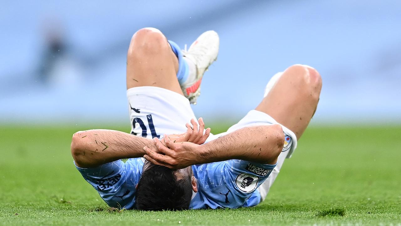 Sergio Aguero had a comical attempt at penalty. (Photo by Laurence Griffiths/Getty Images)