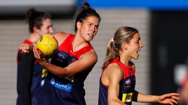 Libby Birch says the players are trying not to be overwhelmed by the noise surrounding the grand final. Picture: AFL Photos via Getty Images