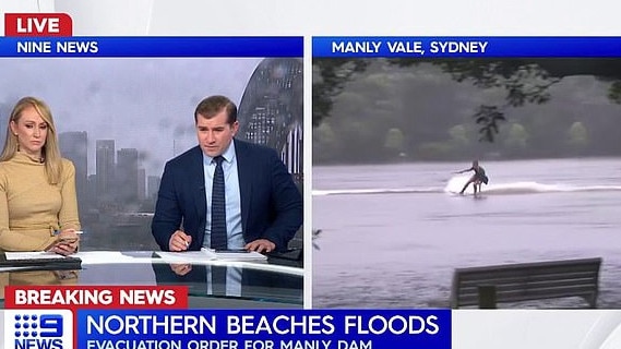 Channel 9 news presenter Davina Smith has slammed a group of young men who were filmed jet skiing through floodwaters. Picture: Channel 9