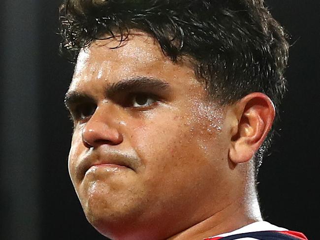 SYDNEY, AUSTRALIA - SEPTEMBER 13: Latrell Mitchell of the Roosters thanks fans after winning the NRL Qualifying Final match between the Sydney Roosters and the South Sydney Rabbitohs at Sydney Cricket Ground on September 13, 2019 in Sydney, Australia. (Photo by Cameron Spencer/Getty Images)