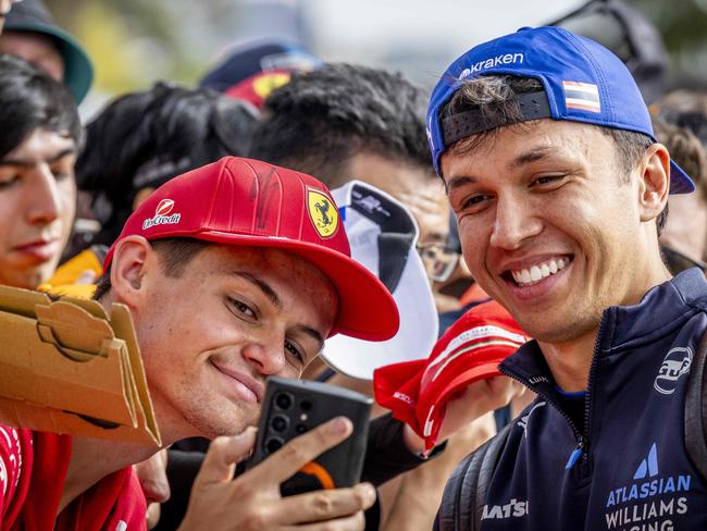 Alex Albon with fans. Picture: Jake Nowakowski