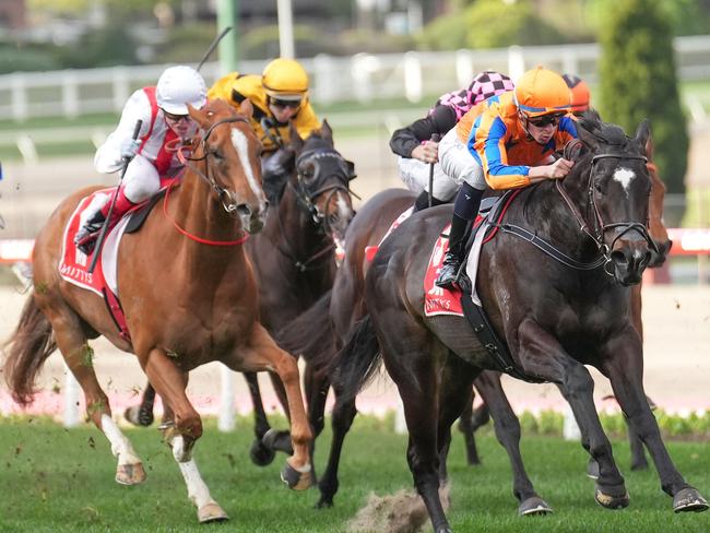 Imperatriz ridden by Michael Dee wins the Mittys McEwen Stakes at Moonee Valley Racecourse on September 09, 2023 in Moonee Ponds, Australia. (Photo by Scott Barbour/Racing Photos via Getty Images)