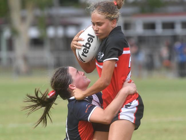Kirwan State High School hosts St Patrick's College, Mackay, in round 1 of the 2025 Aaron Payne Cup. Senior Girls. Picture: Evan Morgan
