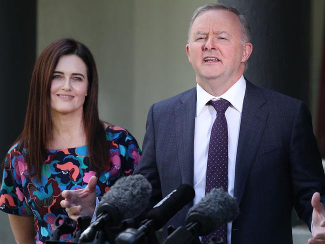 Anthony Albanese has confirmed disability advocate Ali France will run against Peter Dutton at the next election. Picture: Annette Dew