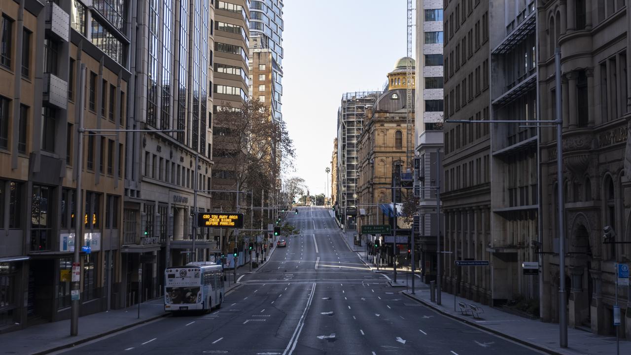 An empty Bridge Street in Sydney’s CBD. Picture: Getty Images