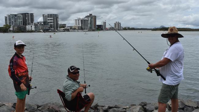 Matthew North, Mark Kelly and Jason North in Cotton Tree Park. Picture: Sam Turner