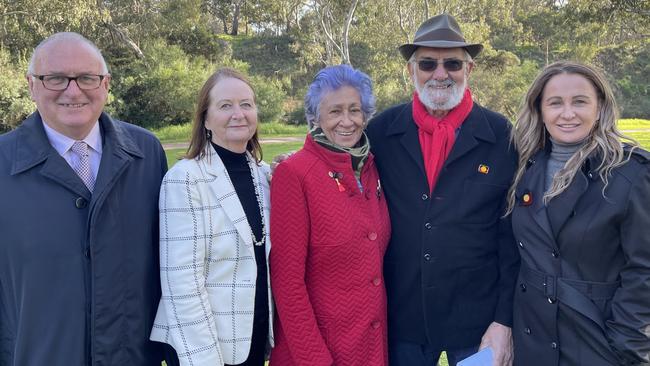 Commissioners of the Yoorrook Justice Commission (left to right): professor Kevin Bell QC, professor Maggie Walter, chair professor Eleanor Bourke, Dr Wayne Atkinson and Sue-Anne Hunter.