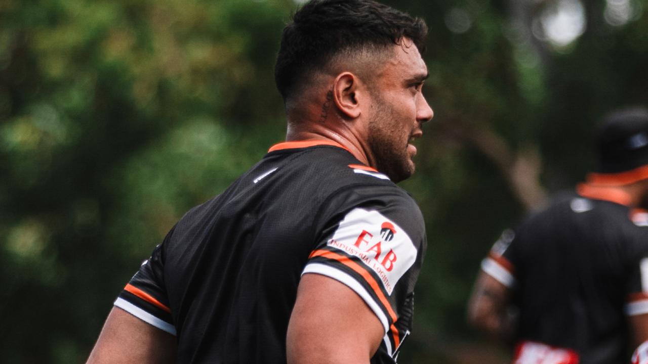 Winger David Nofoaluma settles into training back at Concord. Picture: Wests Tigers