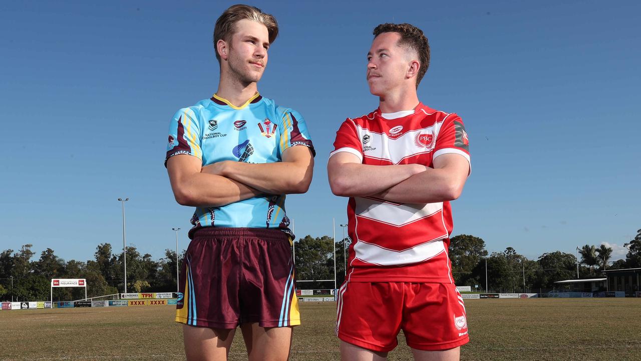 Don’t be surprised to see Blake Mozer (Broncos) and Tom Weaver (Titans) make their NRL debuts this season. Here they are pictured as schoolboys with Keebra Park and PBC SHS respectfully. Picture Glenn Hampson