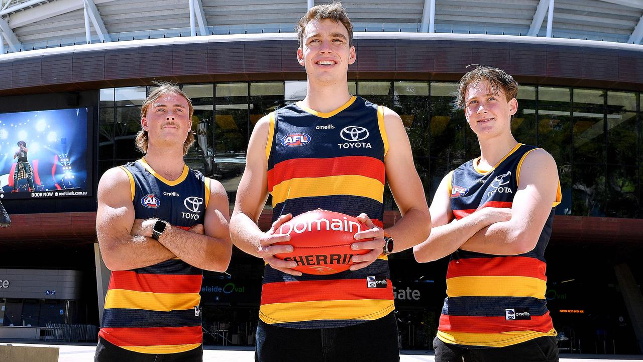 Luke Pedlar, Riley Thilthorpe and Brayden Cook were snapped up by the Crows. Picture: Mark Brake