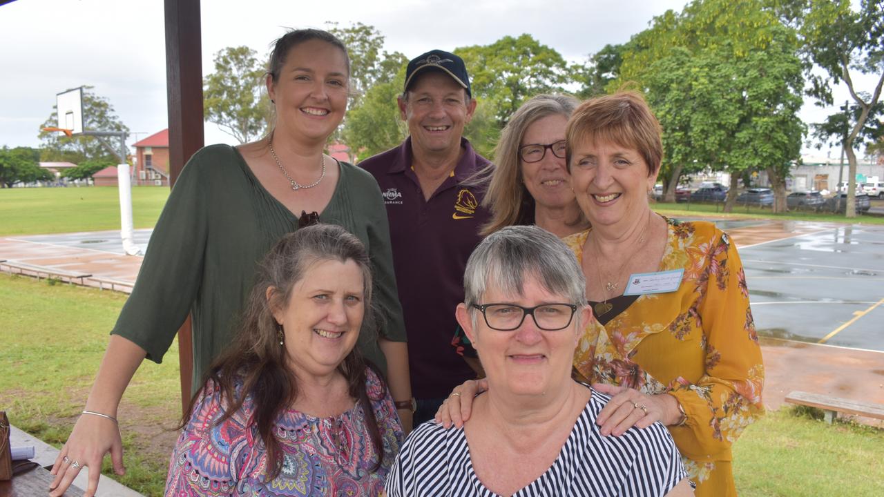 Maryborough State High School former students (L) Anna Birt (2002-06), Jennifer McQueen (1976-80), Peter Kingdom (1972-76) and wife Leanne, Karen Birt (1972-75) and Desley Smith (1968-70). Photo: Stuart Fast