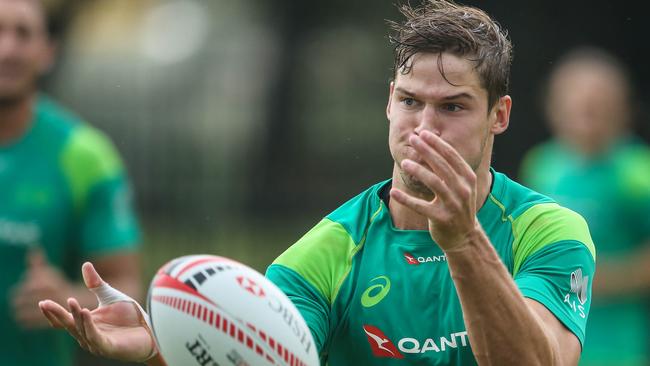 Lachie Anderson at a Rugby Sevens team training session at Moore Park.