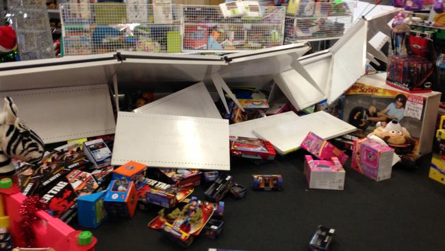 Inside the Balcatta toy store that was hit by thieves in a ram raid. Picture: Nine News