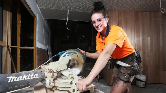 Carpentry apprentice Georgia Griffiths, 19, has a bright future. Picture: Zak Simmonds