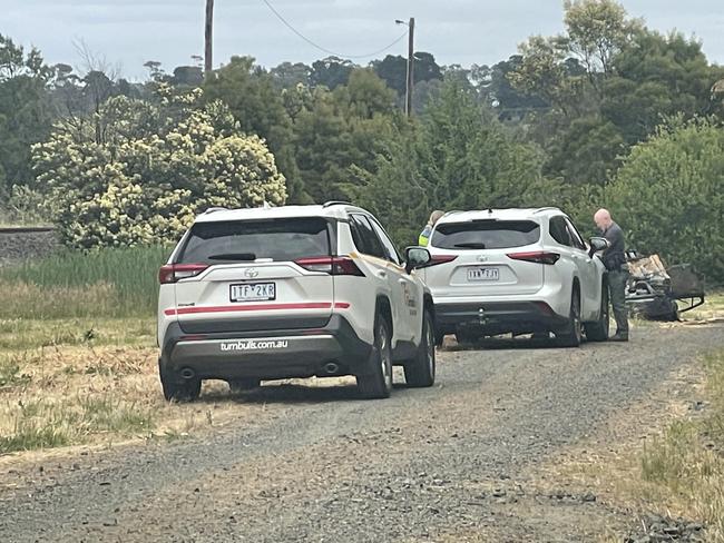 Authorities attend the corner of Bride Water Dr and Mid Valley Rd in Morwell after a person was hit by a train on Thursday morning. Picture: Jack Colantuono