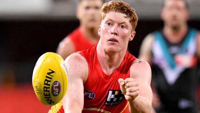 It’s been a unique initiation for No.1 pick Matthew Rowell. Picture: AAP