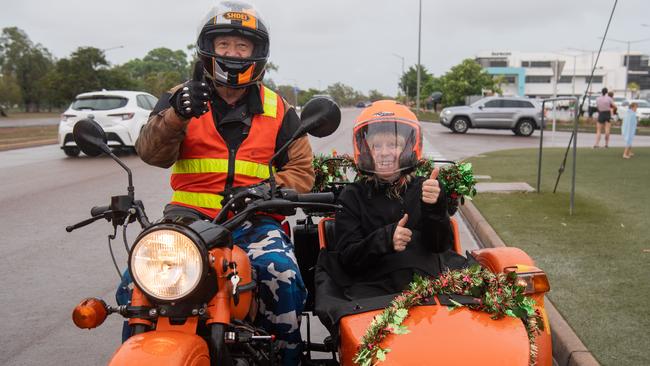 Richard Quan and Jan Cartwright joined Darwin's motorbike community at the NT Motorcycle Centre to raise money and awareness for the Salvation Army's annual Christmas Toy Ride. Picture: Pema Tamang Pakhrin