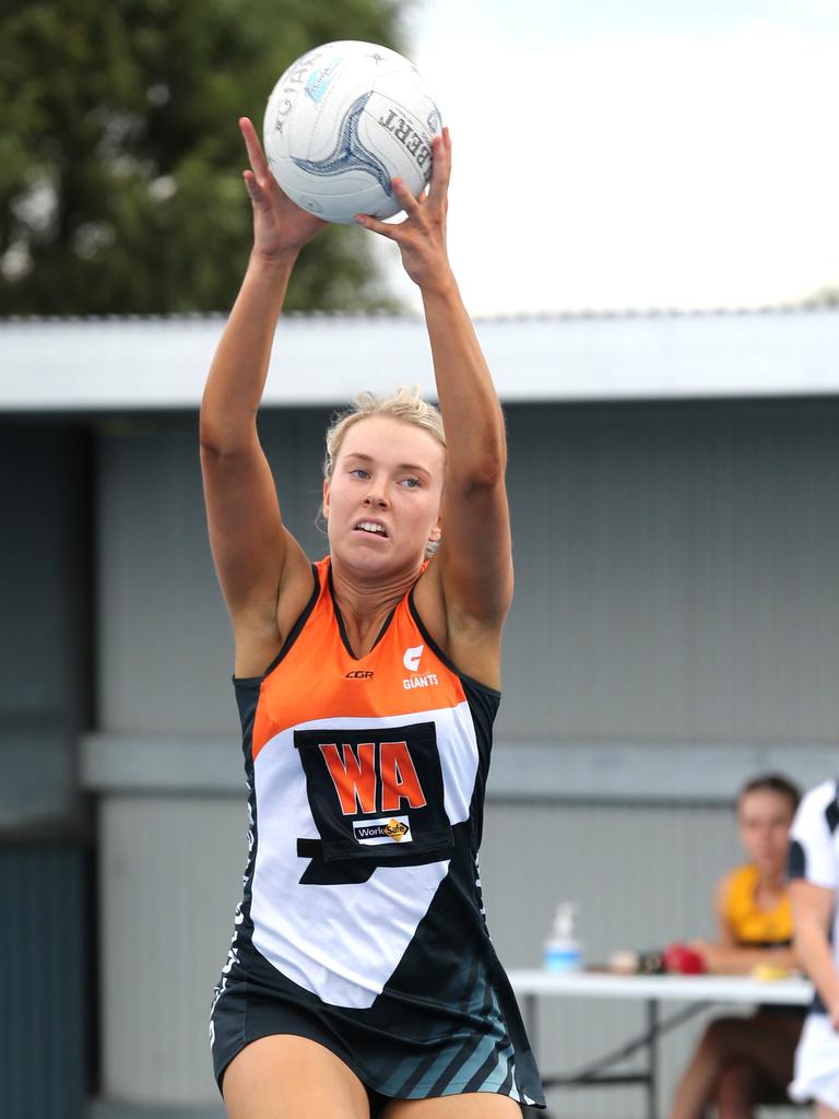 GFL Netball : Geelong West Giants v Grovedale. Geelong West Wing Attack Alahria Smith. Picture: Mike Dugdale