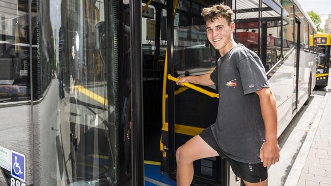 Dylan Hoare, 15, catches the bus about once a week but sometimes encounters issues where buses are either very late or don’t turn up at all. Picture: Caroline Tan