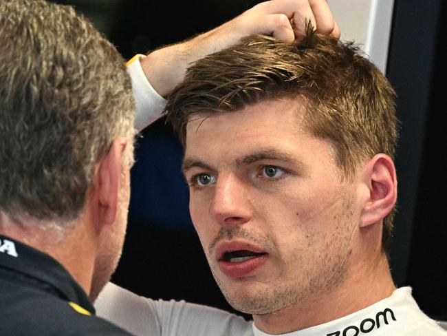 Red Bull Racing's Dutch driver Max Verstappen reacts after the third practice session, ahead of the Italian Formula One Grand Prix at Autodromo Nazionale Monza circuit, in Monza on August 31, 2024. (Photo by Gabriel BOUYS / AFP)