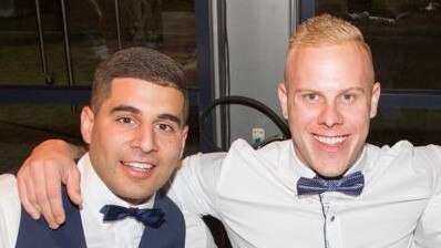 Steve Jadon and co-accused Matt Newall at Mr Jadon's wedding in 2015. Picture: Facebook