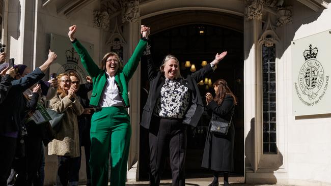 Susan Smith and Marion Calder, directors of 'For Women Scotland' cheer as they leave the Supreme Court last week. Picture: Dan Kitwood/Getty Images