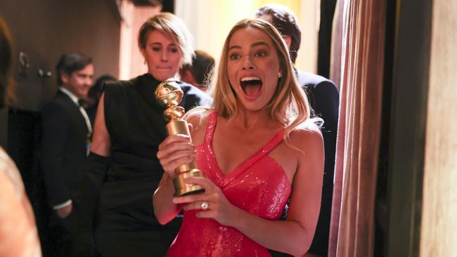 Margot Robbie at the 81st Golden Globe Awards. Picture: Christopher Polk/Golden Globes 2024 via Getty Images