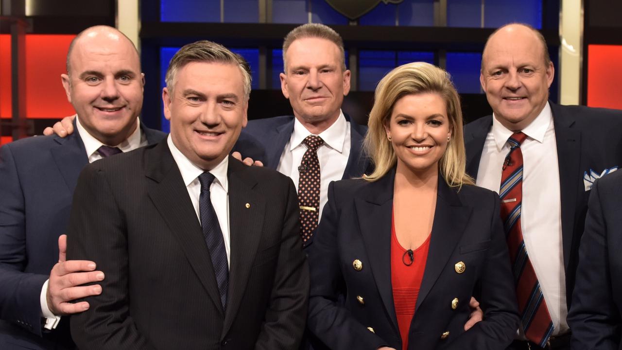 Supplied by Channel 9: Craig Hutchison, Eddie McGuire, Sam Newman, Rebecca Maddern and Billy Brownless.