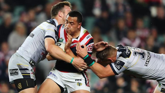 Sio Siua Taukeiaho is in stunning form for the Roosters. Picture: Brett Costello