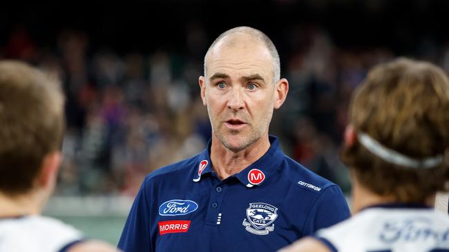 Steven King collapsed at Geelong’s training session. (Photo by Dylan Burns/AFL Photos via Getty Images)